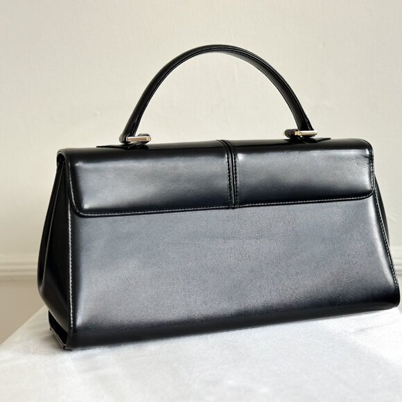 Vintage YSL Yves Saint Laurent Black Box Leather Top Handle Bag - Picture 8 of 16